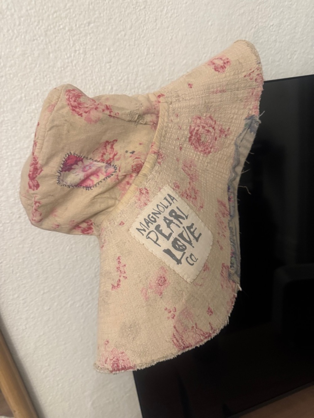 Distressed floral, sun hat